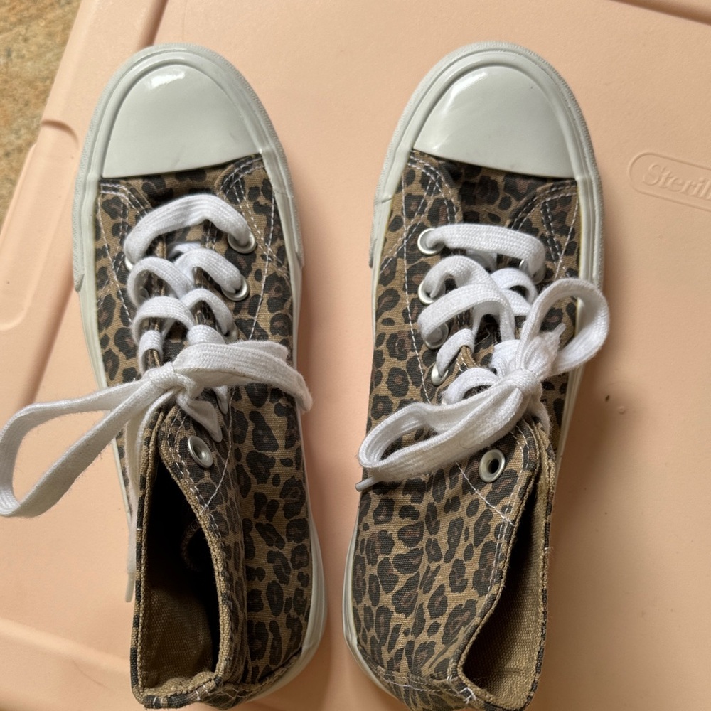 Leopard Print High-Top Sneakers